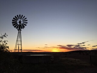 windmill at sunset