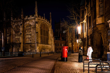 A night view of Cambridge, a city on the River Cam in eastern England, home to the prestigious...
