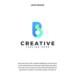 Abstract Letter B6 or 6B with gradien color icon logo design vector illustration. Letter B6 and 6B luxury company branding Creative logo design