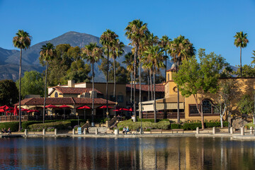 Fototapeta na wymiar Afternoon view of the downtown area of Rancho Santa Margarita, California, USA.