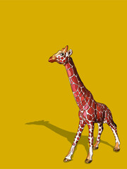 Illustration vectorielle d'une girafe dans un style graphique isolé sur fond jaune