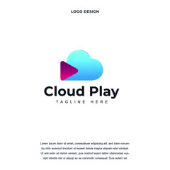abstract cloud and play icon logo design vector illustration. cloud and play luxury company branding Creative logo design