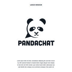 Panda bear with bubble chat silhouette icon logo design vector illustration, Panda Beautiful for luxury company branding Creative logo design