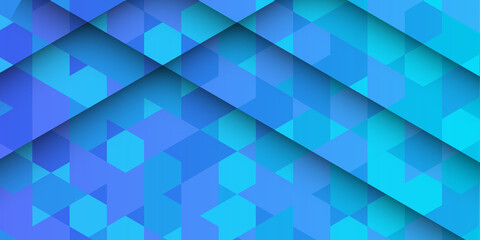 Obraz premium Abstract dark blue background with geometric hexagon pattern. Modern vector design template.