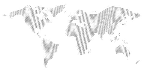 World map with a dynamic waves.  Waves World map with lines on white background.  Global social network.  Gray futuristic background with planet Earth. EPS10