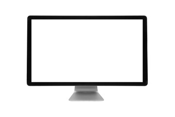 computer with blank white screen isolated on withe background