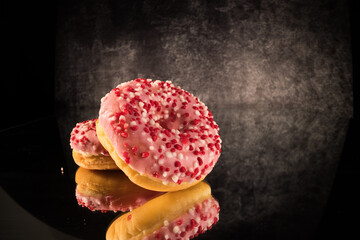 Sweet doughnuts in close-up view - macro shot - food photography