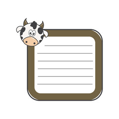 animated cow with blank paper for a message