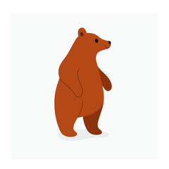 Cute bear - cartoon animal character. Vector illustration in flat style isolated on gray background.