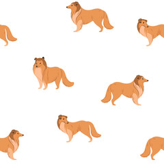 Seamless trendy pattern with collie dog.
