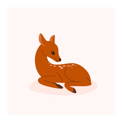 Cartoon deer - cute character for children. Vector illustration in cartoon style.
