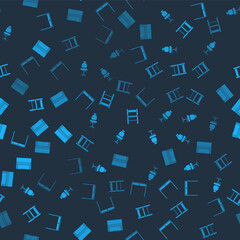 Set Wooden table, Office chair, Chair and Grand piano on seamless pattern. Vector.