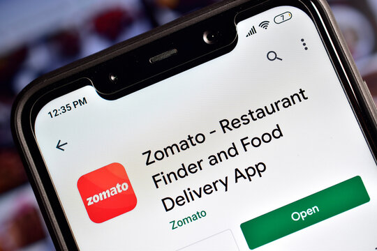 Zomato application on smartphone, Zomato is restaurant finder and food delivery app