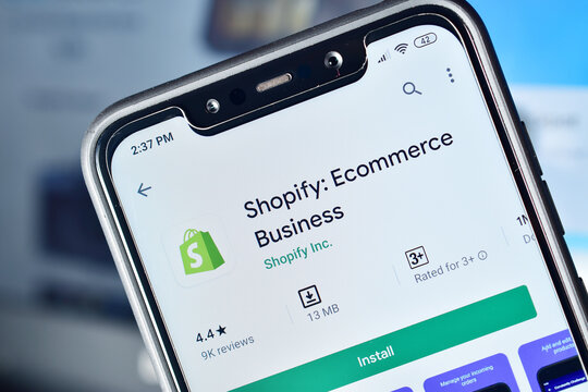 Shopify App Logo On Smartphone For  Creating Ecommerce Business