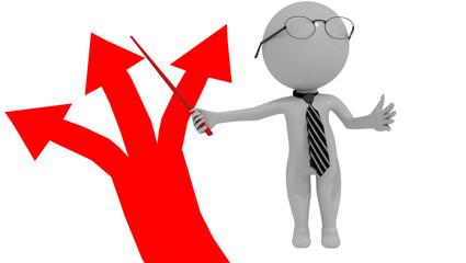 choice choices options teacher teaching glass eye tie isolatd 3d human character man - 3d rendering