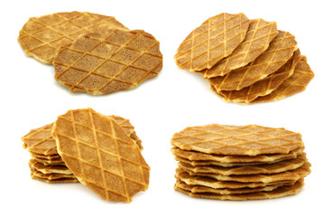freshly baked Dutch waffles on a white background
