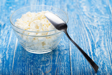 cottage cheese in a glass bowl