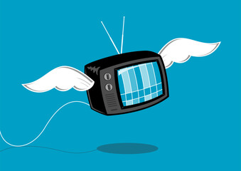Flying tv with wings vector illustration
