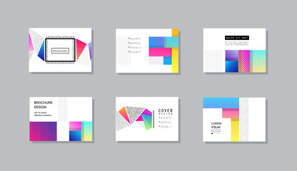 Covers templates set with graphic geometric elements. Applicable for brochures, posters, covers and banners. Vector illustrations.