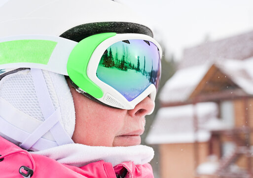 woman in ski goggles
