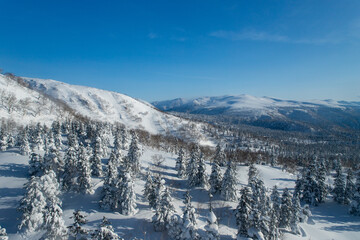 北海道　大雪山旭岳の冬の風景