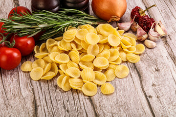 Raw Italian pasta - Orecchiette for cooking
