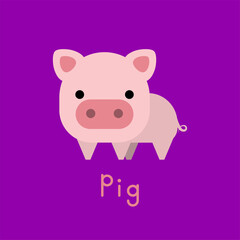 Cute cartoon pig. Vector illustration.