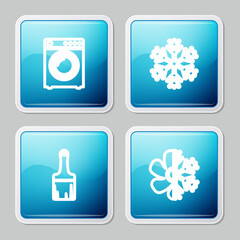 Set line Washer, Snowflake, Paint brush and Air conditioner icon. Vector.