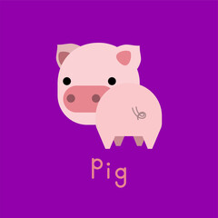 Obraz na płótnie Canvas Cute cartoon pig. Vector illustration.