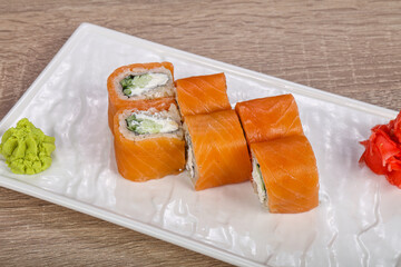 Japanese traditional roll with salmon