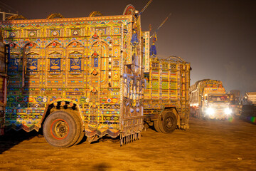 Pakistan truck by night