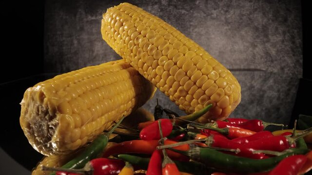 Mexican food - Corn cobs and Chili Peppers - food photography