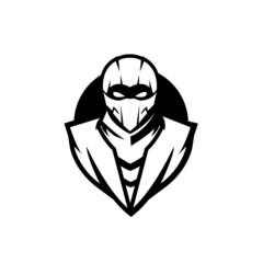ninja mask black logo icon design