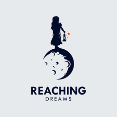 Set of Kids Reach Dreams logo with Moon symbol