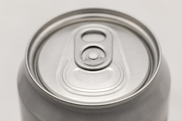 closed lid of an aluminum can close-up macro