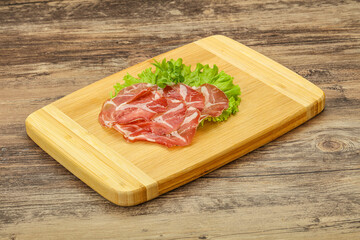 Smoked pork neck slices snack