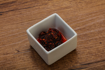 Fried chili pepper sauce with oil