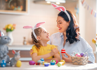 Happy family are preparing for Easter