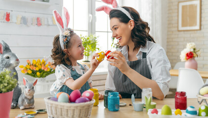 Happy family are preparing for Easter