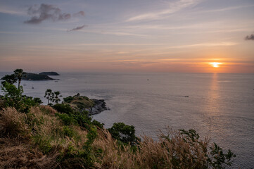 The landscape of island with beautiful sky in sunset time