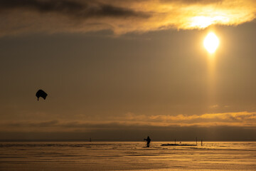 Kitesurfing in winter