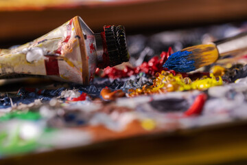 detail oil paints, still life