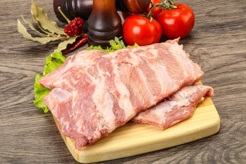 Raw pork ribs for cooking
