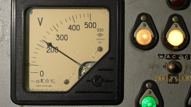 The voltmeter hand rises when the electric panel is switched on