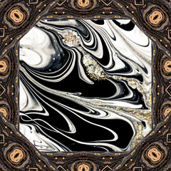 Treasury of art. Golden Night. Swirls of marble. Painting aesthetically mesmerizing. Abstract fantasia with golden powder. Extra special and luxurious- ORIENTAL ART. Ripples of agate. Natural luxury.