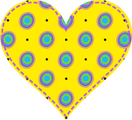 Bright ethnic heart yellow with purple