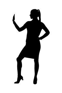 Female Silhouette Gesturing Stop or Talk to the Hand