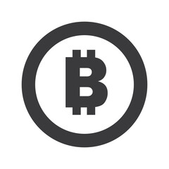 Bitcoin symbol icon, black and white design. Crypto payment. Vector illustration