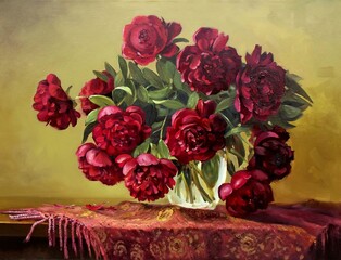 red peonies
