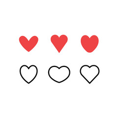 Hearts icon set. Valentine's day heart vector.